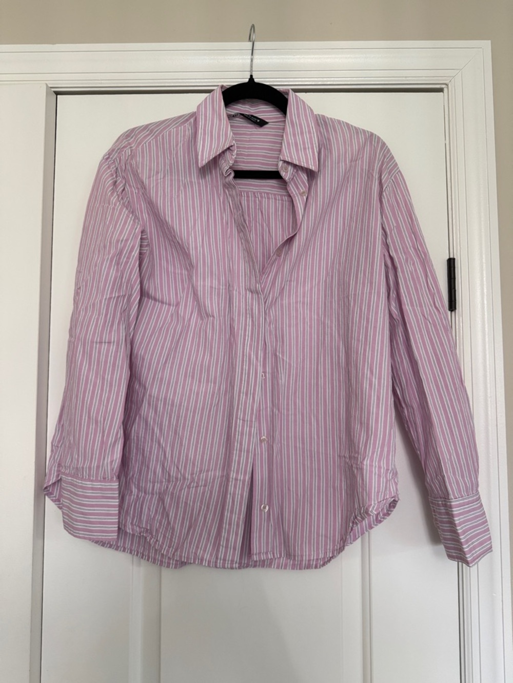 Zara Pink and White Striped Men's Dress Shirt